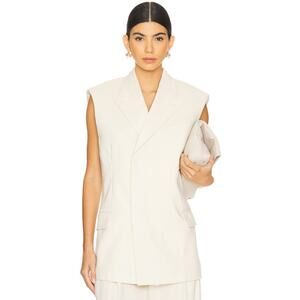 HELMUT LANG Oversized Linen-Blend Blazer Vest Large